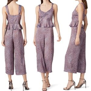 Waverly Grey Ivy Stripe Polka Dot Jumpsuit Pockets Peplum Silky
